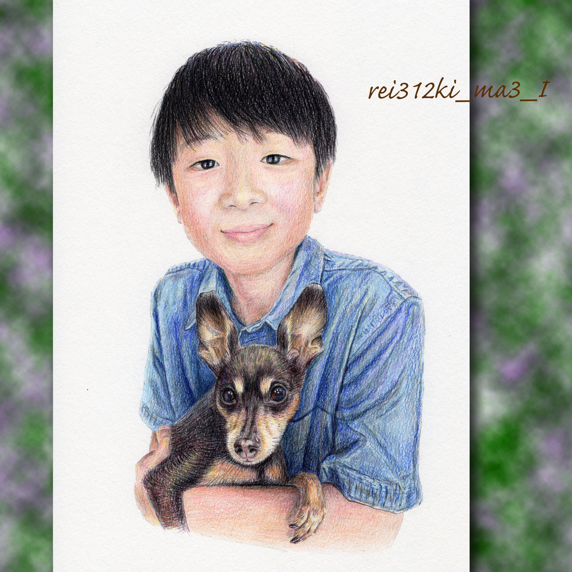 ミニチュアピンシャーの色鉛筆画