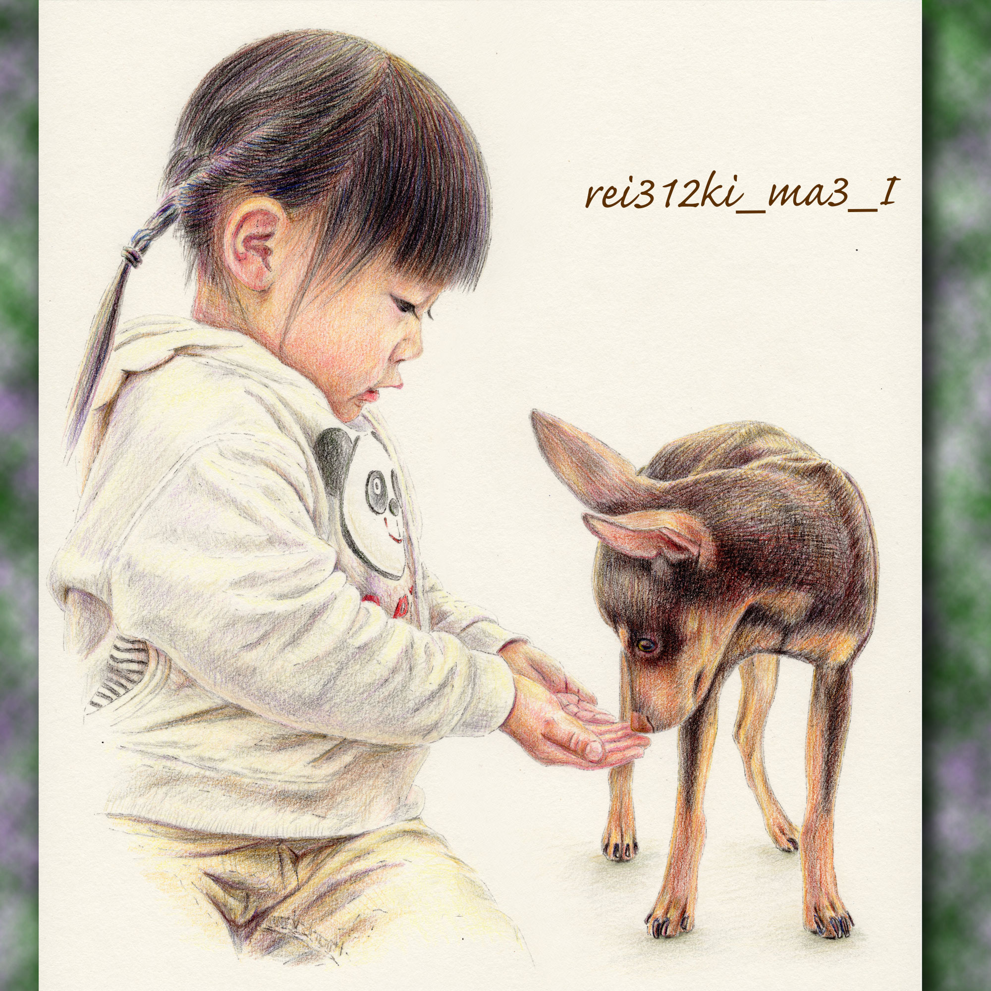 ミニチュアピンシャーの色鉛筆画